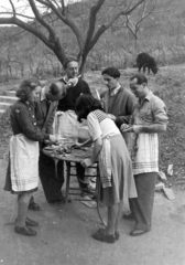 Hungary, Budapest III., Máramaros út 32-34., Budapesti Szabad Akadémia (kultúrvezetőképző-iskola)., 1948, Magyar Rendőr, Budapest, table, meal, Fortepan #16487