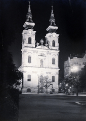 Hungary, Budapest I., Batthyány tér, Szent Anna-templom., 1930, Olbert Mariann, Budapest, floodlighting, Fortepan #165456