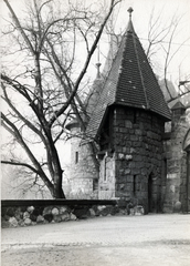 Magyarország, Városliget, Budapest XIV., Vajdahunyad vára, a történelmi főcsoport reneszánsz épülete melletti kapu a Városligeti-tó partján., 1926, Olbert Mariann, Budapest, Fortepan #165462