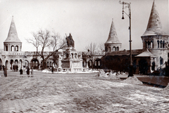 Hungary, Budapest I., Szentháromság tér, Szent István szobra (Stróbl Alajos, 1906.), háttérben a Halászbástya., 1930, Olbert Mariann, Budapest, Fortepan #165490