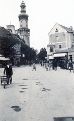 Magyarország, Sopron, Várkerület az Ikvahíd felől nézve, háttérben az Előkapu és a Tűztorony., 1935, Rostóczky Alfonz, Fortepan #165605