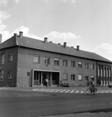 Magyarország, Monor, Kossuth Lajos utca, a megyei pártbizottság (később könyvtár) épülete, balra a Forrás utca., 1972, Péterffy István, Fortepan #170659