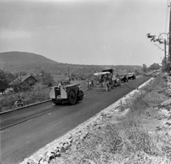 Hungary, Budapest III., a 10-es főút aszfaltozása a Szőlővész utca és az Ürömhegyi út között., 1973, Péterffy István, road construction, Budapest, Fortepan #170715