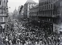 Hungary, Budapest VII.,Budapest VIII., a Rákóczi út a Nagykörút kereszteződésétől a Keleti pályaudvar felé nézve., 1921, Fortepan, Budapest, Fortepan #170908