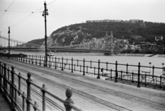 Magyarország, Budapest V.,Budapest I., az Erzsébet híd és a Gellért-hegy a pesti oldalról, a Vigadó tér környékéről nézve., 1941, Sattler Katalin, Budapest, Fortepan #171051