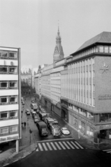 Németország, Hamburg, Rathausstrasse a Bergstrasse-tól a Városháza felé nézve., 1959, Sattler Katalin, NSZK, Fortepan #171364