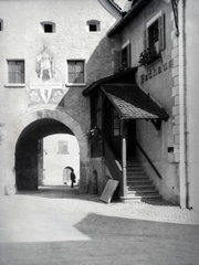 Ausztria, Bludenz, Oberes Tor, a Mutterstrasse felöl a Herrengasse felé nézve., 1926, Sütő János, Fortepan #171661