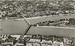 Magyarország, Budapest V.,Budapest II.,Budapest XIII., légifotó, középpontban a Margit híd és a Margit-sziget a lehajtóval., 1930, TEHTUBE, légi felvétel, Fortepan #171712