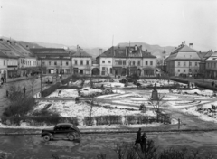 Románia,Erdély, Nagybánya, Rákóczi tér (Piaţa Libertăţii), kilátás az István Király Szállóból, szemben jobbra a Felsőbányai utca (Strada Vasile Lucaciu) torkolata., 1942, Ormos Imre Alapítvány, Ormos Imre, Fortepan #173129