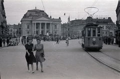 Románia,Erdély, Nagyvárad, Bémer tér (Piata Regele Ferdinand I) a Szent László híd felől, szemben a Szigligeti Színház., 1941, Aszódi Zoltán, villamos, Fortepan #174028