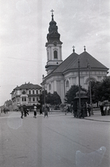 Románia,Erdély, Nagyvárad, Szent László tér (Piata Unirii). Jobbra a görögkatolikus székesegyház., 1941, Aszódi Zoltán, Fortepan #174030