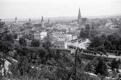 Románia,Erdély, Kolozsvár, látkép a Fellegvárból, bal szélen az Ortodox katedrális, jobb szélen a Szent Mihály-templom. Előtérben a Szamos folyó., 1941, Aszódi Zoltán, Fortepan #174075