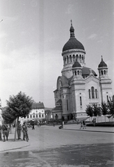 Románia,Erdély, Kolozsvár, Bocskai tér, Ortodox katedrális., 1941, Aszódi Zoltán, kerékpár, Fortepan #174081