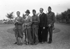 Magyarország, Budapest XXI., Vas Gereben utca, a Weiss Manfréd Vállalatok Levente Lőtere (később bevásárlóközpont van a helyén)., 1941, Kellner Ludwig, puska, levente, magyar katona, Budapest, nagyság szerint, Fortepan #174381