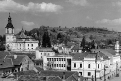 Románia,Erdély, Zilah, kilátás a mai Silvania Főgimnázium felől, balra a református templom, jobbra a Kossuth tér (piața Iuliu Maniu)., 1968, Sütő András örökösei, Új Élet szerkesztőség, Fortepan #174734