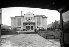 Ukraine,Zakarpattia Oblast, Mukachevo, Miru tér, Scala (később Attila majd Peremoha) mozi., 1944, Vörös Hadsereg, public building, square, movie theater, Fortepan #175307