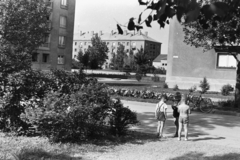 Magyarország, Dunaújváros, Vasmű út, a házak közt a Gagarin tér látszik., 1966, Chuckyeager tumblr, Fortepan #175827