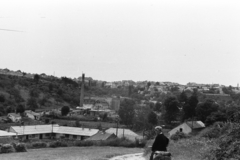 Magyarország, Veszprém, kilátás a mai Szán utca felső részéről a Buhim-völgy felé, előtérben a vágóhíd épületei., 1962, Chuckyeager tumblr, kémény, sapka, micisapka, motoros szemüveg, Fortepan #176075