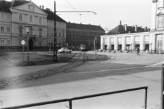 Magyarország, Szombathely, Berzsenyi Dániel tér, balra a Megyeháza épülete., 1969, Chuckyeager tumblr, villamos, sínpálya, Fortepan #176303