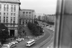 Lengyelország, Varsó, kilátás az MDM hotelből az Alkotmány tér (Plac Konstytucji) és az ulica Marszałkowska felé., 1970, Chuckyeager tumblr, Fortepan #176307