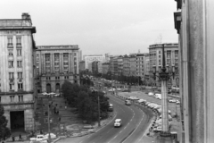 Lengyelország, Varsó, kilátás az MDM hotelből az Alkotmány tér (Plac Konstytucji) és az ulica Marszałkowska felé., 1970, Chuckyeager tumblr, Fortepan #176308