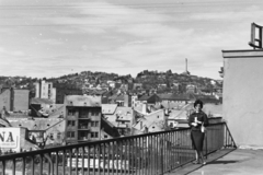 Szlovákia, Pozsony, Posta utca (ulica Poštová) 1., a Palace hotel tetőterasza, jobbra a távolban a Slavín-emlékmű., 1960, Chuckyeager tumblr, Csehszlovákia, látkép, Fortepan #176343