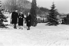 Magyarország, Budapest II., Gyermekvasút (Úttörővasút), Szépjuhászné (Ságvári liget) állomás., 1955, Chuckyeager tumblr, tél, hó, Gyermekvasút, Budapest, Fortepan #176404