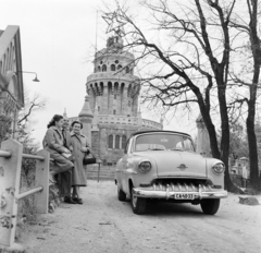 Magyarország, Budapest XII., Jánoshegy, Erzsébet-kilátó., 1959, Bojár Sándor, Opel-márka, kilátó, rendszám, Budapest, Fortepan #177447