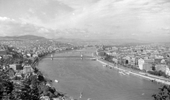 Hungary, Budapest, látkép a Gellérthegyről., 1958, Kotnyek Antal, Kossuth-bridge, cityscape, picture, Danube, Fortepan #17809