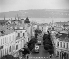 Bulgária, Várna, kilátás Grand Hotel London felől az ulica Preszlav-ra., 1965, Bojár Sándor, Fortepan #178593