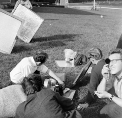 Németország, Hoppegarten, a "Liebe im Galopp" (Film 465) című DEFA-film forgatása a lóversenypályán (Galopprennbahn Hoppegarten)., 1966, Bojár Sándor, NDK, Fortepan #178639