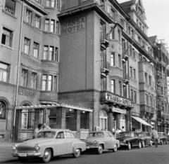 Németország, Drezda, Schlesischer Platz, Hansa Hotel., 1960, Bojár Sándor, NDK, Wartburg 311/312, AWZ P70 Zwickau, Fortepan #178708