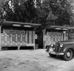 Németország, Berlin, Kelet-Berlin, Fürstenwalder Allee, Minol éjszakai önkiszolgáló benzinkút., 1966, Bojár Sándor, színes, NDK, Kelet-Berlin, benzinkút, Fortepan #178735