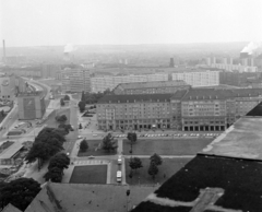 Germany, Dresden, kilátás a Városháza tornyából a Budapester Strasse felé., 1969, Bojár Sándor, GDR, Fortepan #178740