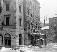 Magyarország, Budapest IX., Boráros tér, balra a Ráday utca, szemben a Ferenc körút., 1957, Kurutz Márton, Budapest, utcanévtábla, állvány, Fortepan #17875