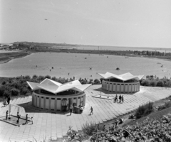 Románia, Eforie, Eforie Nord, háttérben a Belona tó, mögötte a Techirgiol tó, balra a tenger., 1968, Bojár Sándor, Fortepan #178762