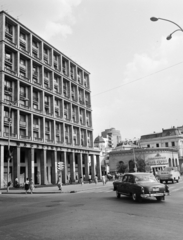 Románia, Bukarest, Calea Victoriei a Strada Edgar Quinet felől a Bulevardul Regina Elisabeta (Bulevardul Gheorghe Gheorghiu-Dej) felé nézve., 1965, Bojár Sándor, Fortepan #178768