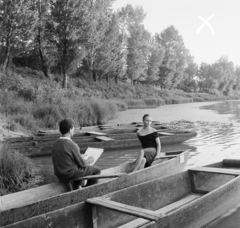 Magyarország, Hódmezővásárhely, Holt-Tisza, Németh József festőművész portrét készít., 1961, Bojár Sándor, Fortepan #179066