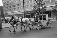 Németország, Berlin, Kelet-Berlin, Friedrichstrasse, szemben a Hotel Unter den Linden., 1968, Bojár Sándor, hintó, NDK, lovaskocsi, Fortepan #179531