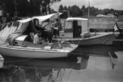 Germany, 1966, Bojár Sándor, GDR, port, sailboat, boat, striped dress, Fortepan #179575