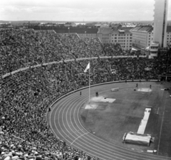 Finnország, Helsinki, XV. nyári olimpiai játékok., 1952, Bojár Sándor, nézőtér, tömeg, stadion, sportpálya, madártávlat, Fortepan #180387