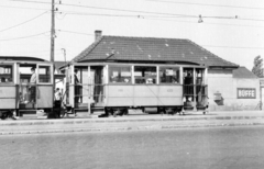 Hungary, Budapest VIII.,Budapest IX., Nagyvárad tér., 1958, Székács András, tram, letter box, pub, Budapest, FVV-organisation, public transport line number, Fortepan #18163