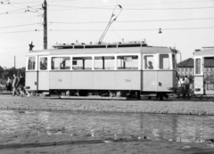 Magyarország, Budapest VIII., Nagyvárad tér., 1957, Székács András, villamos, vörös csillag, Budapest, FVV-szervezet, viszonylatszám, Fortepan #18173