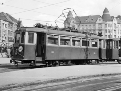 Magyarország, Budapest XI., Móricz Zsigmond körtér., 1957, Székács András, villamos, vörös csillag, HÉV, Budapest, FVV-szervezet, Fortepan #18180