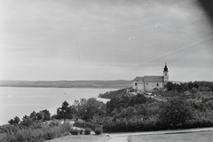 Magyarország,Balaton, Tihany, Bencés Apátság., 1955, Kotnyek Antal, templom, látkép, barokk-stílus, kolostor, bencés rend, Wittwer Márton-terv, Fortepan #18222