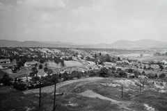 Magyarország, Pilisszentiván, kilátás az István akna felől, távolabb a halastó, a háttérben a Nagy-Kevély hegy., 1955, Kotnyek Antal, látkép, Fortepan #18231