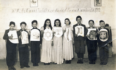 Hungary, Budapest III., 5710. Az Óbudai Izraelita Hitközség Napközi Otthonának Chanuka estje 1949., 1949, Fortepan/Album029, judaism, Budapest, kids, candle, Fortepan #183227