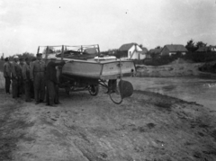 Magyarország,Balaton, Siófok, a Scilla motorcsónak átszállítása a Sióról a Balatonra. Leltári jelzet: MMKM TEMGY 2019.1.1. 0112, 1935, Magyar Műszaki és Közlekedési Múzeum / BAHART Archívum, Fortepan #183277