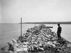 Magyarország, Balatonföldvár, »Balatonföldvári nyugati móló építése, 1904-1905.« Leltári jelzet: MMKM TEMGY 2019.1.1. 1181, 1905, Magyar Műszaki és Közlekedési Múzeum / BAHART Archívum, móló, építőanyag, Fortepan #183522