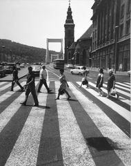 Magyarország, Budapest V., Erzsébet híd pesti hídfő., 1977, Jankovszky György, gyalogátkelő, Budapest, Fortepan #18387